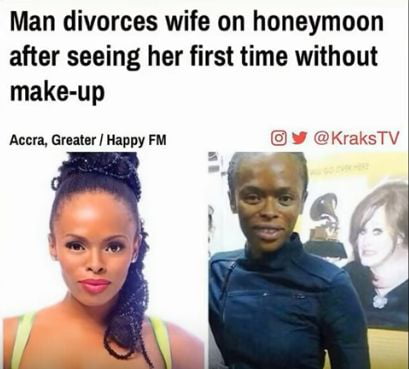 Man divorces wife on honeymoon after seeing her first time without make up Accra Greater Happy FM G