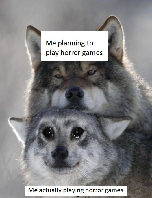 Lo o Me planning to play horror games Me actually playing horror games b ke P 4