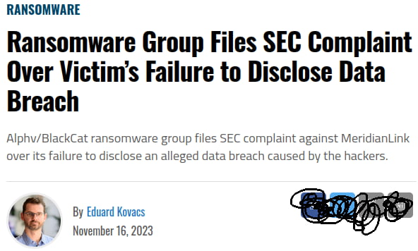 RANSOMWARE Ransomware Group Files SEC Complaint Over Victims Failure to Disclose Data Breach