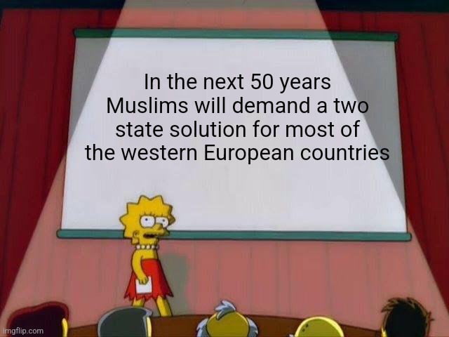 In the next 50 years Muslims will demand a twa state solution for most of the western European countries