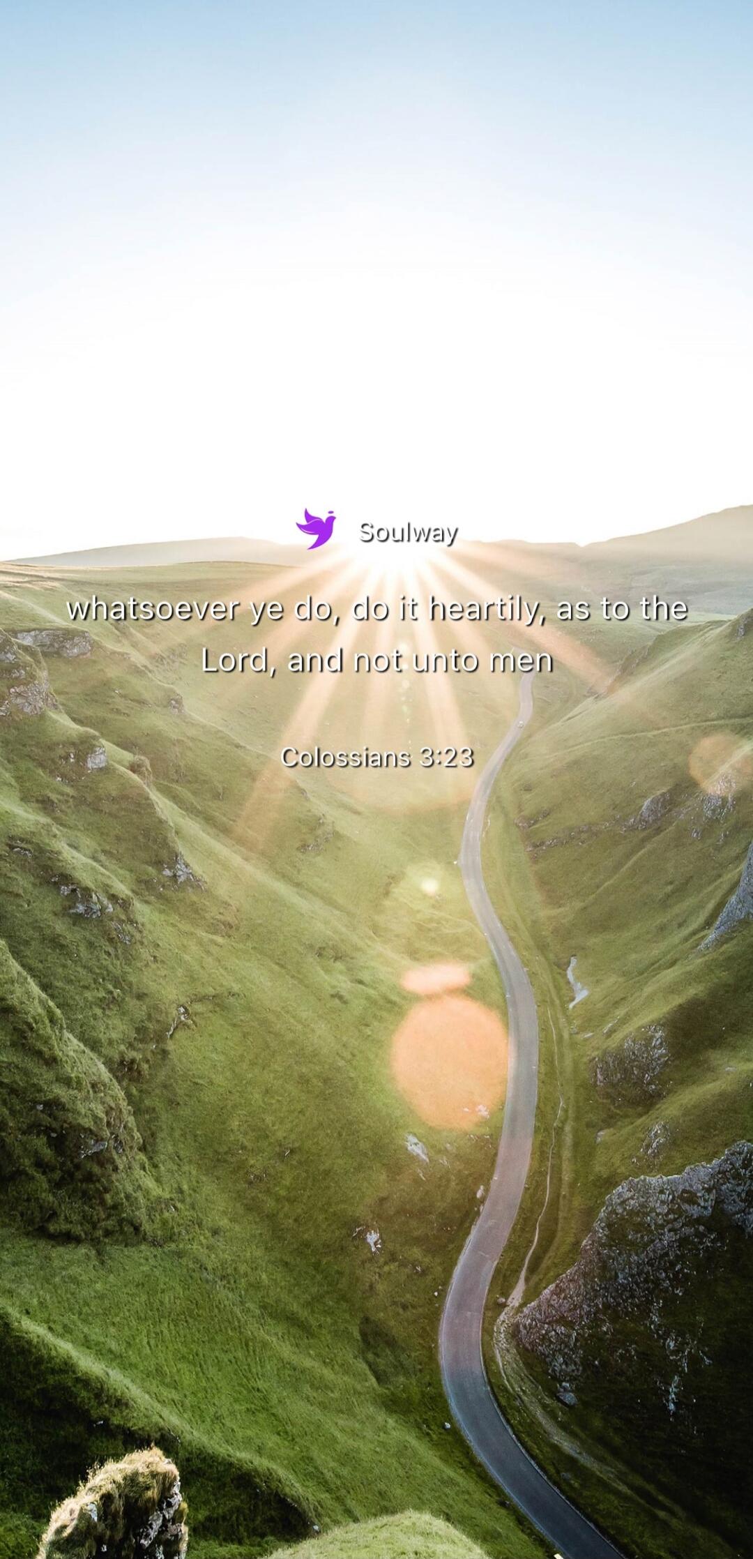 Soulway whatsoever ye do, do it heartily, as to the Lord, and not unto men Colossians 3:23