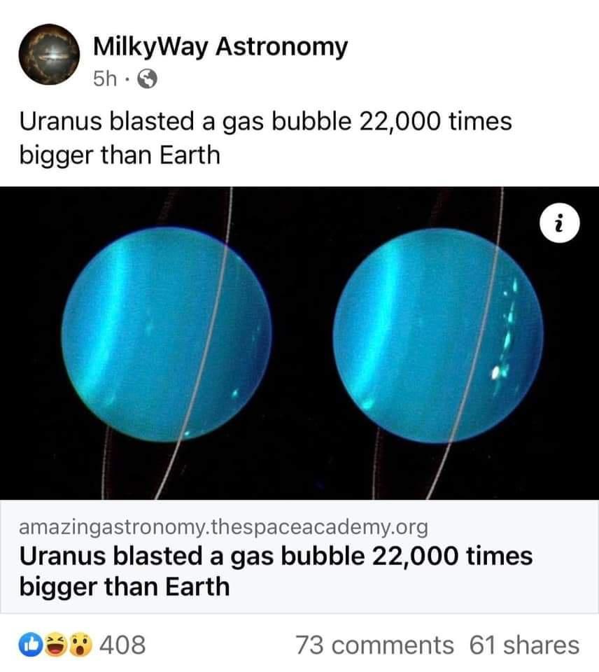 e MilkyWay Astronomy 5h Uranus blasted a gas bubble 22000 times bigger than Earth mazingastronomythespaceac Uranus blasted a gas bubble 22 000 times bigger than Earth 408 73 commen