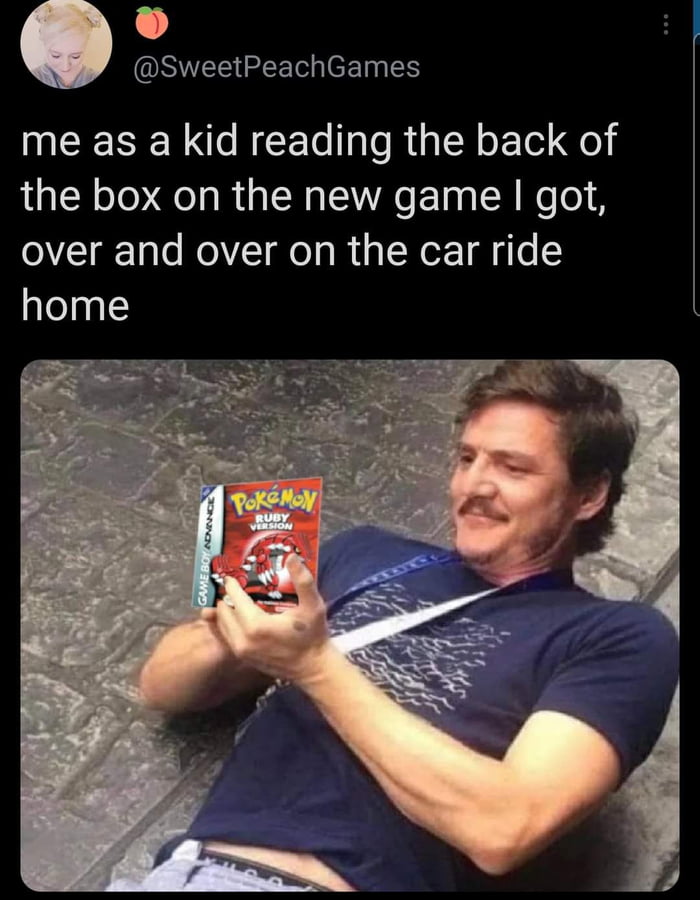 SweetPeachGames me as a kid reading the back of the box on the new game got over and over on the car ride home