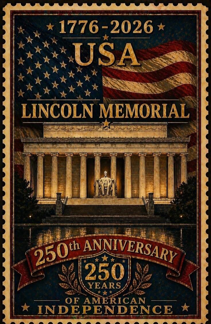 1776-2026 USA LINCOLN MEMORIAL 250th ANNIVERSARY 250 YEARS OF AMERICAN INDEPENDENCE