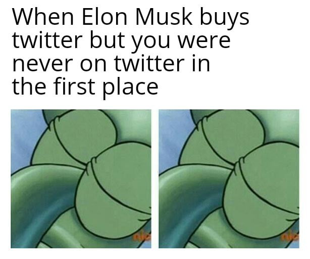 When Elon Musk buys twitter but you were never on twitter in the first place