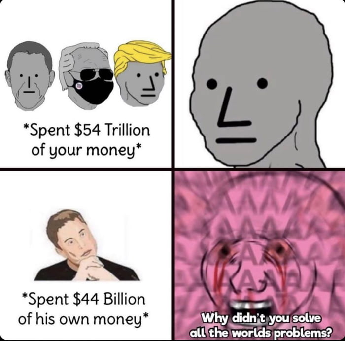 Spent 54 Trillion of your money Spent 44 Billion of his own money