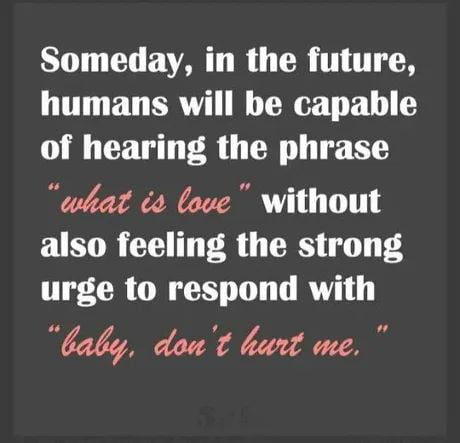 Someday in the future humans will be capable of hearing the phrase what o love without also feeling the strong 17 R ON O LR