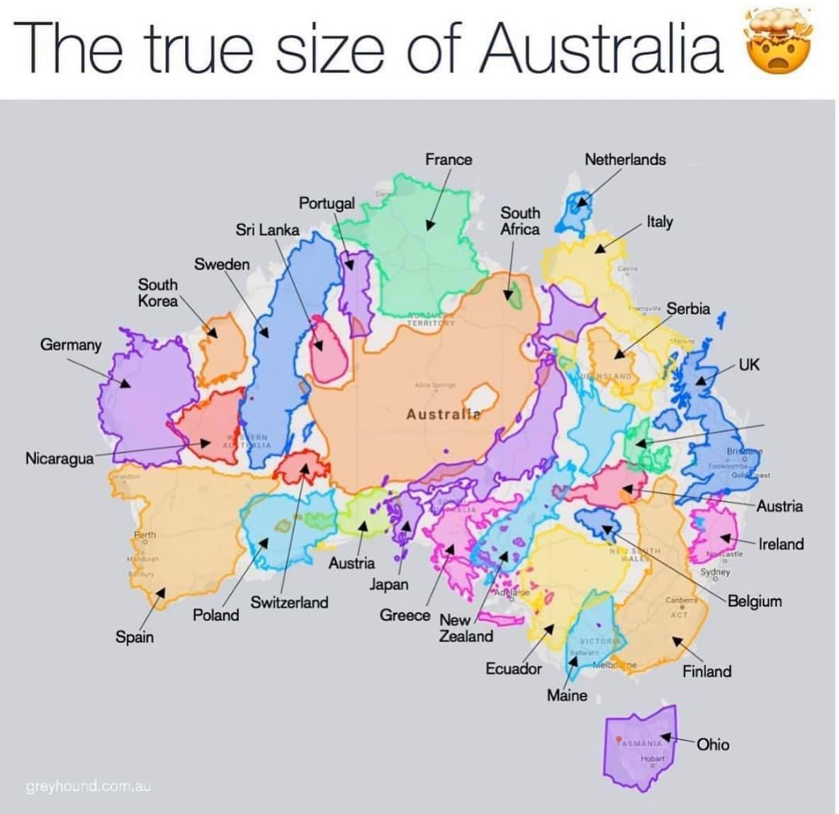 The true size of Australia