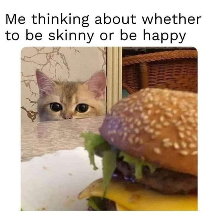 Me thinking about whether to be skinny or be happy