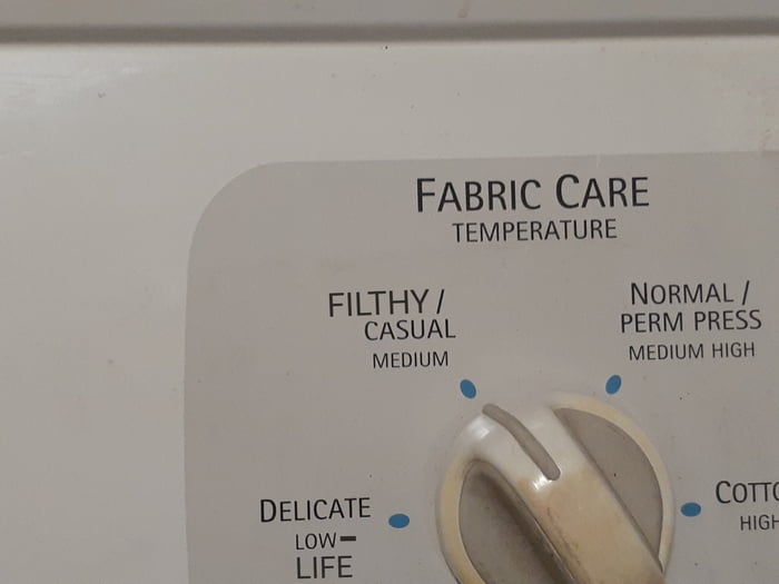 FABRIC CARE TEMPERATURE FILTHY NORMAL CASUAL PERM PRESS MEDIUM MEDIUM HIGH 0 2 DELICATE o Low LIFE