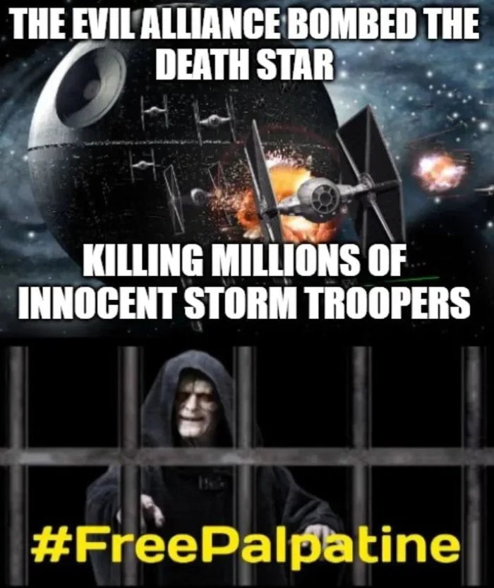 THE EVIALLIANCE BOMBED THE DEATH STAR s l 04 KILLING lllllllllls llf INNOCENT STORM TROOPERS i FreePalfatine