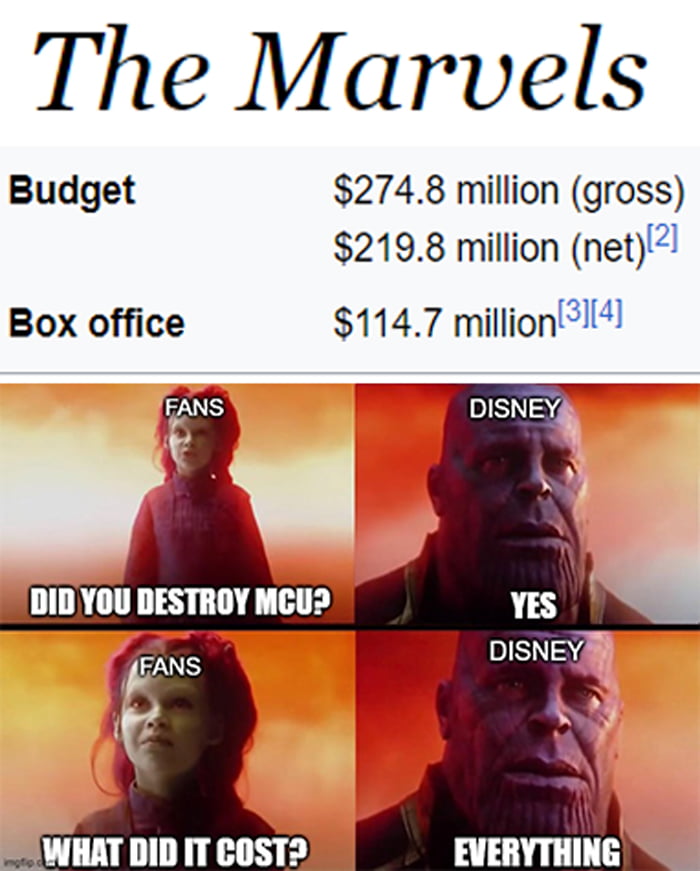 The Maruvels Budget 2748 million gross 2198 million net Box office 1147 millionIl S WHAT DID IT COST