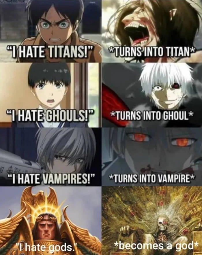 A ETHATE TITANS rug_rgfmhfumur 9 HATEk Hllllfsl Tunusluusuuu HATE VAMPIRES TURNS INTO VAMPIRE wr hateFads beboegidf