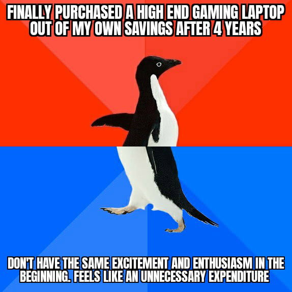 FINALLYPURCHASED AHIGH END GRMING LARTOP OUTOF MYOWN SAVINGS AFTER4YEARS DONTIHRAVETHE SRME EXGITEMENT AND ENTHUSIASM INITHE BEGINNINGFEELS LIKEANUNNECESSARY EXPENDITURE