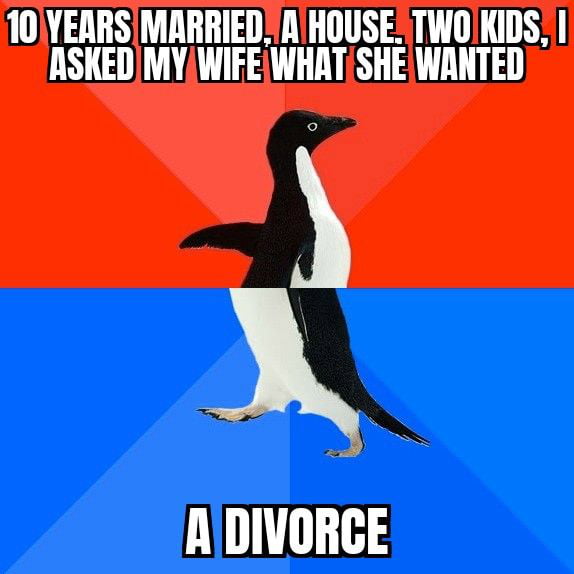 101YEARS MARRIED A HOUSEXTWOIKIDS I ASKED MYWIFEWHATSHEWANTED y A RDIVORCE