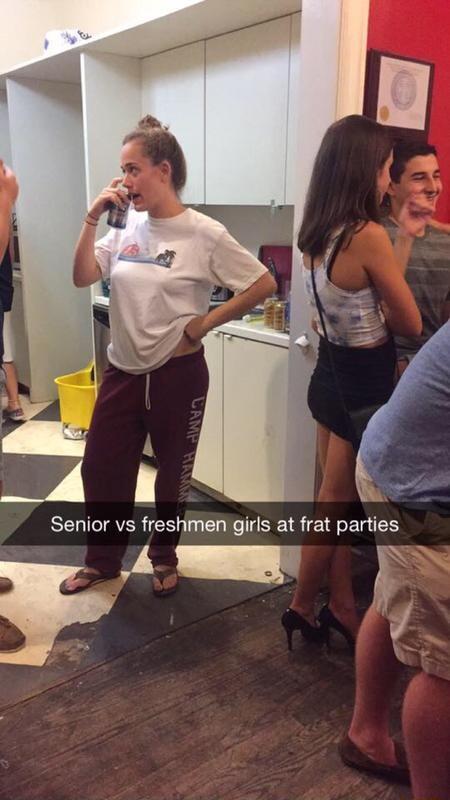 Senior vs freshmen girls at frat parties e J