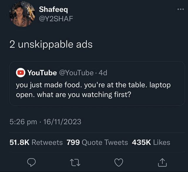 Shafeeq 19 Y2SHAF PRV oo To SRETe YouTube YouTube 4d you just made food youre at the table laptop open what are you watching first 526 pm 16112023 LR GETEEEY Jo NG CR IELSR 1 g REH O n V