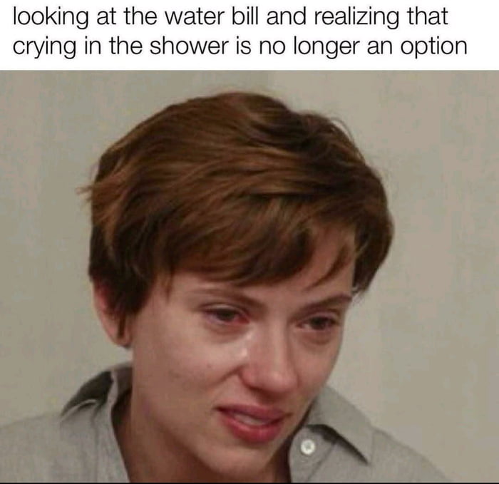 looking at the water bill and realizing that crying in the shower is no longer an option