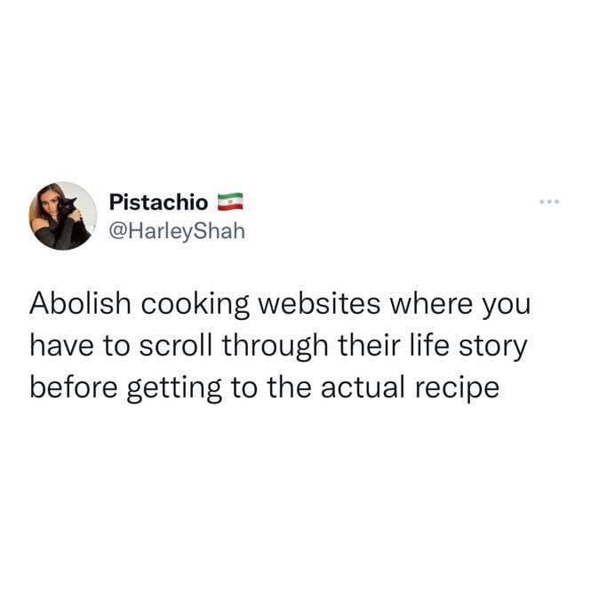 Pistachio HarleyShah Abolish cooking websites where you have to scroll through their life story before getting to the actual recipe