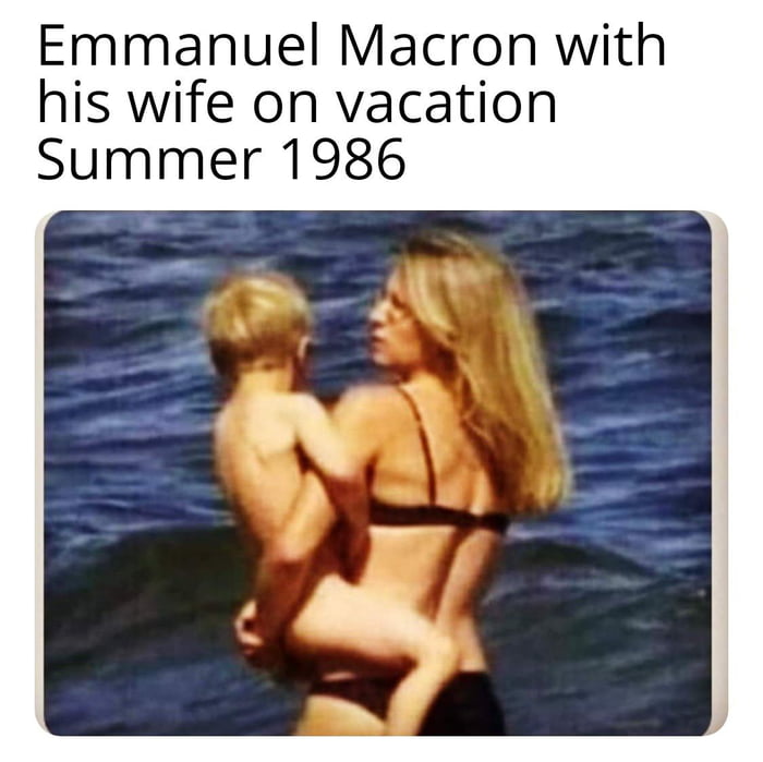 Emmanuel Macron with his wife on vacation Summer 1986