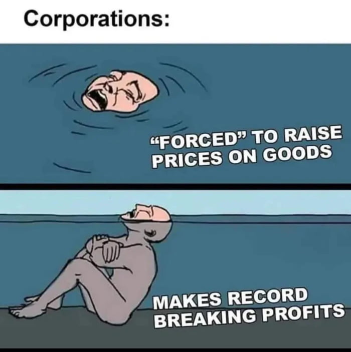 Corporations: “FORCED” TO RAISE PRICES ON GOODS MAKES RECORD BREAKING PROFITS