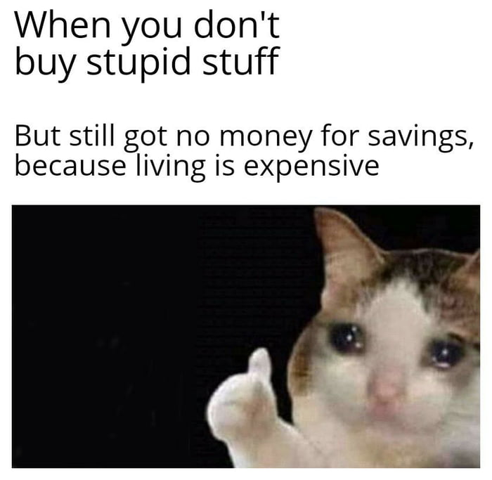When you dont buy stupid stuff But still got no money for savings because living is expensive