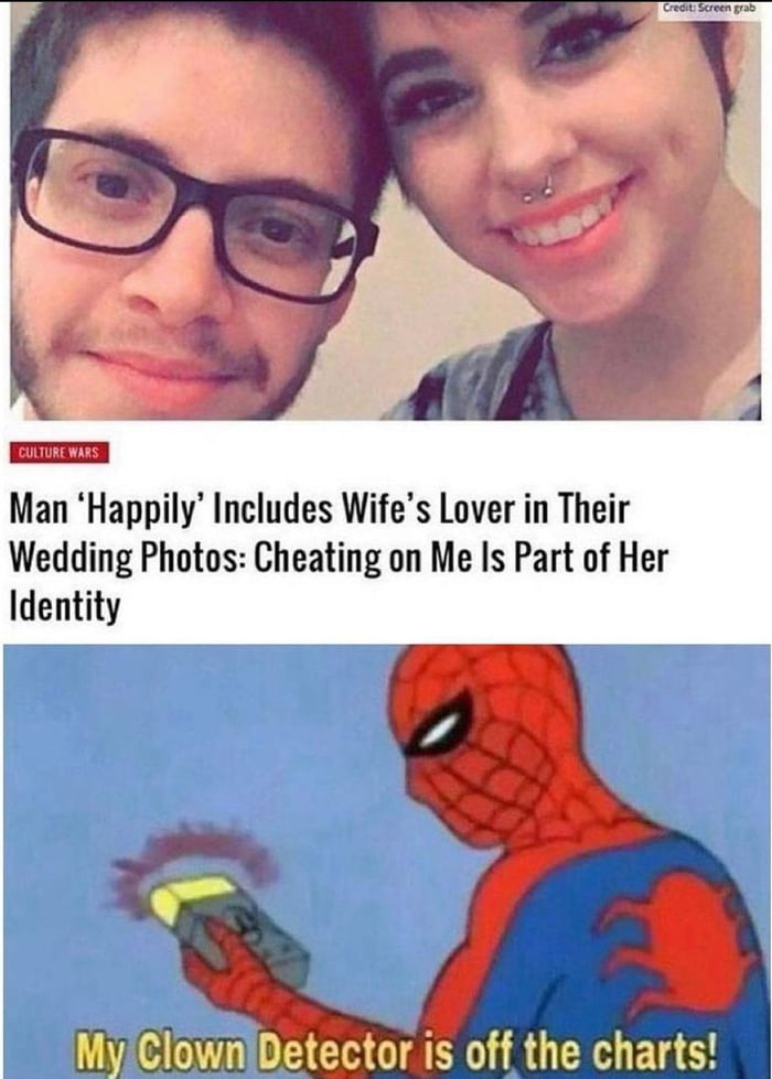 Man Happlly Includes Wifes Lover in Their Wedding Photos Cheating on Me Is Part of Her Identity My Clown Detector is off the charts