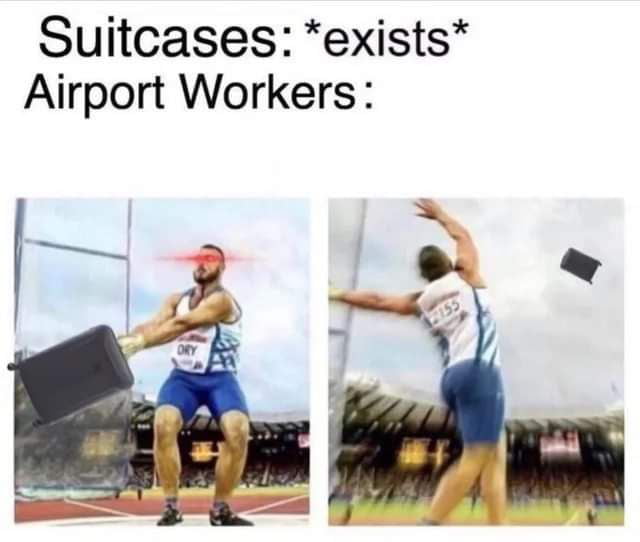 Suitcases exists Airport Workers