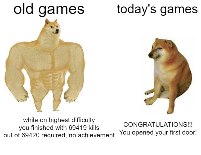 old games todays games while on highest difficulty you finished with 69419 kills CONGRATULATIONS out of 69420 required no achievement You opened your first door