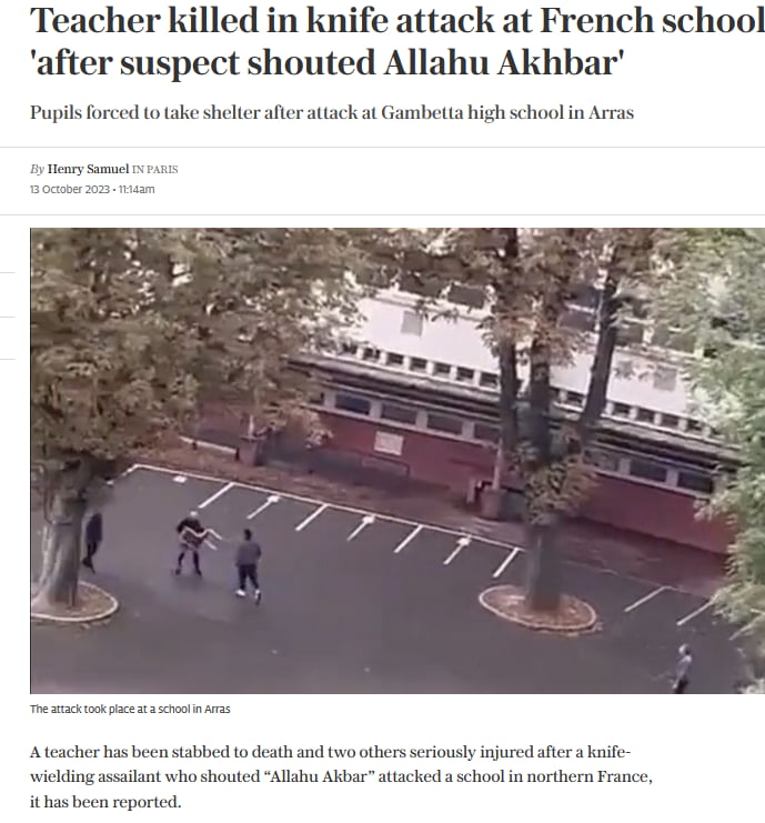 Teacher killed in knife attack at French school ect shouted Allahu Akhbar ithasbeen e