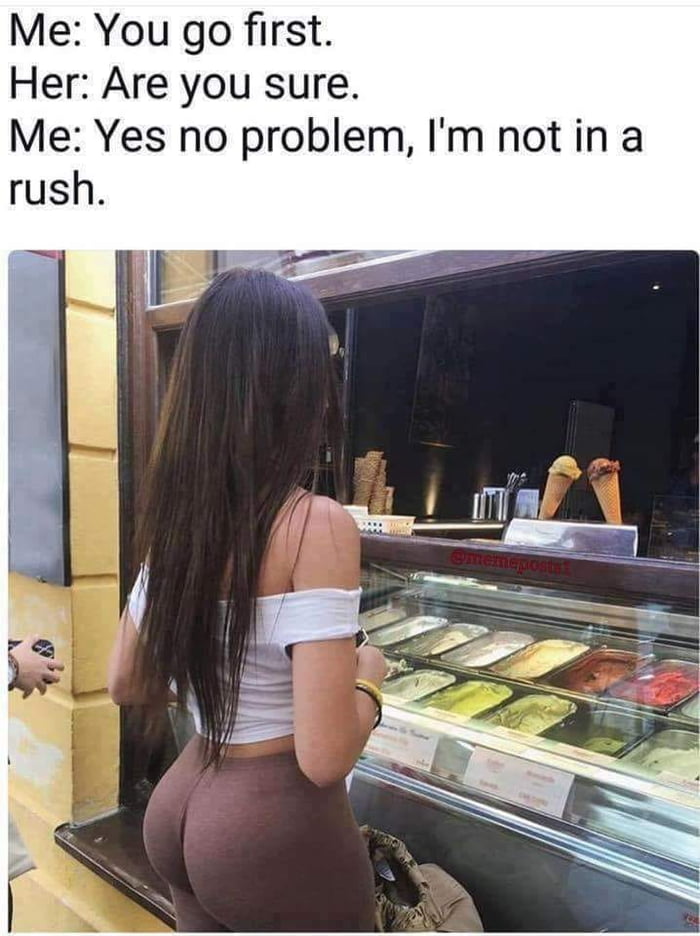 Me You go first Her Are you sure Me Yes no problem Im not in a rush
