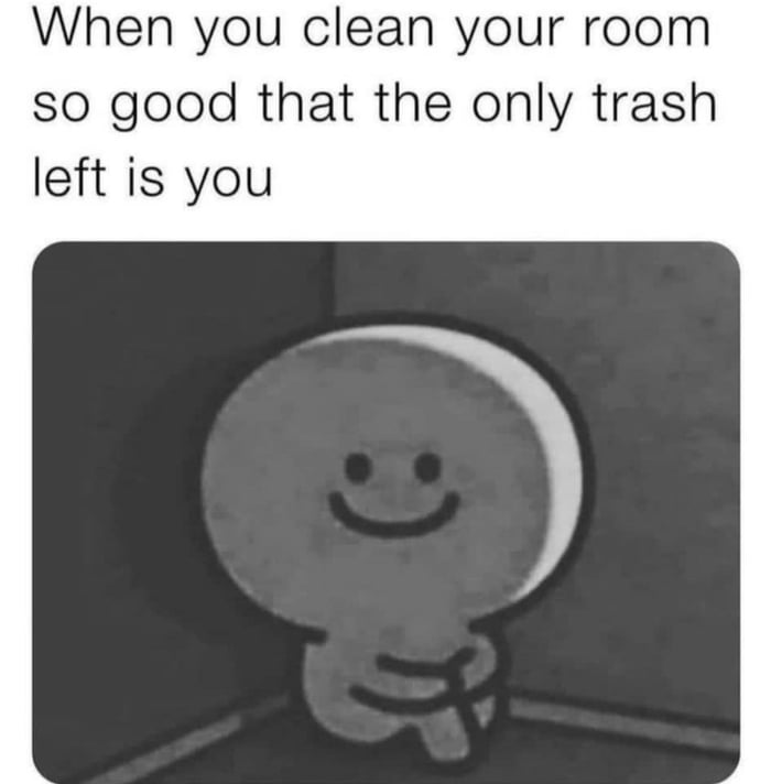 When you clean your room so good that the only trash left is you