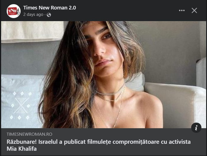 Times New Roman 20 MESNE Razbunare Israelul a publicat filmulete compromitatoare cu activista Mia Khalifa MANRO