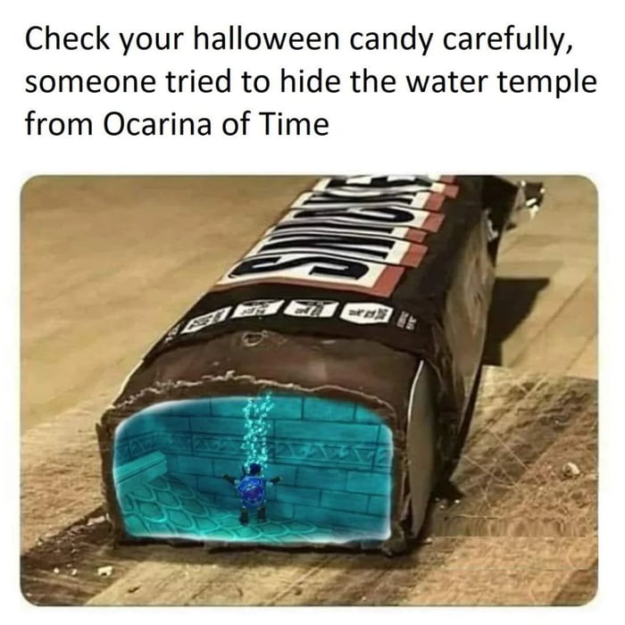Check your halloween candy carefully someone tried to hide the water temple from Ocarina of Time
