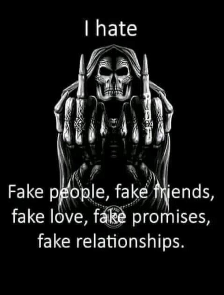 I hate Fake people, fake friends, fake love, fake promises, fake relationships.