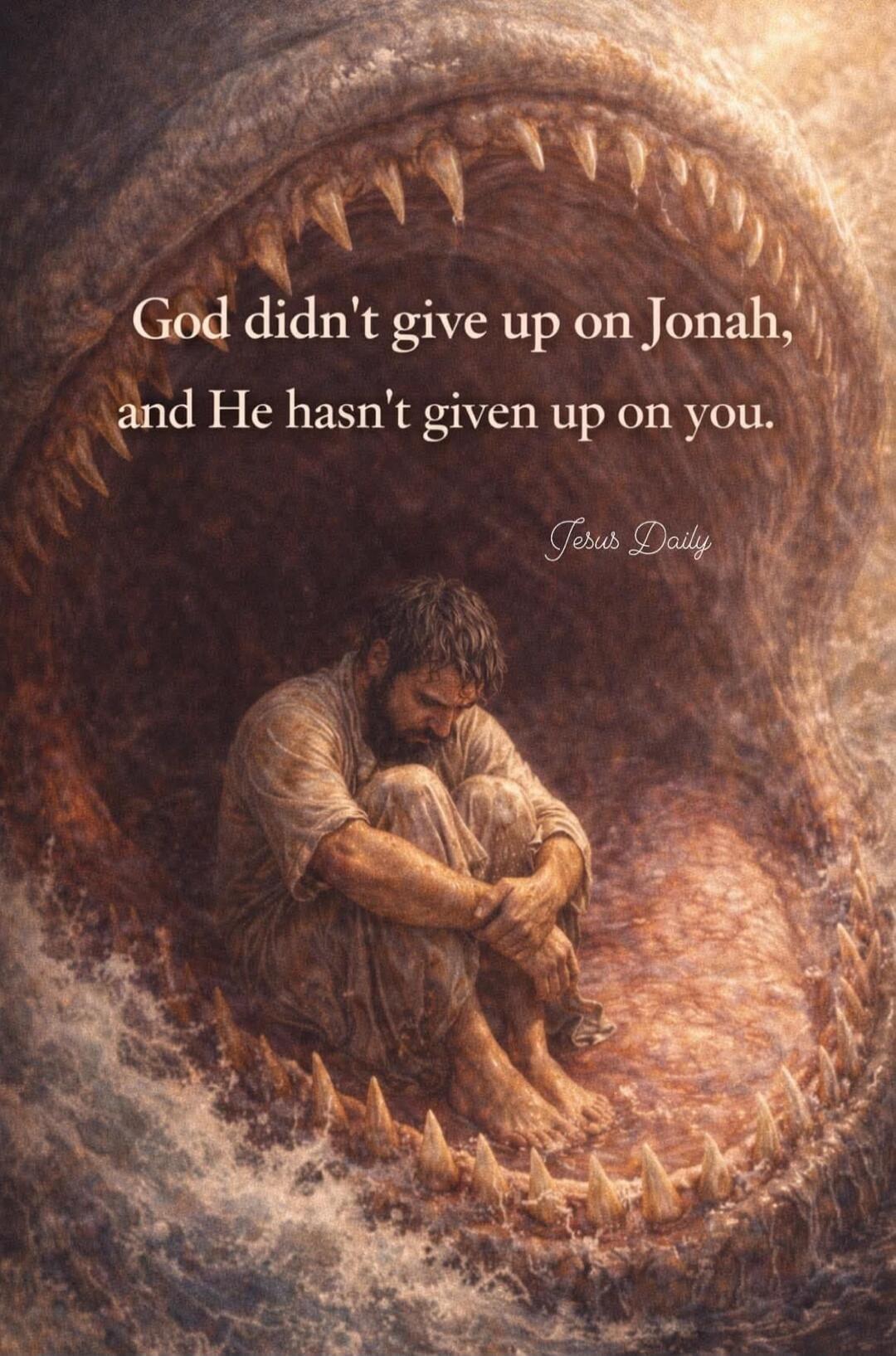 God didn't give up on Jonah, and He hasn't given up on you. Jesus Daily