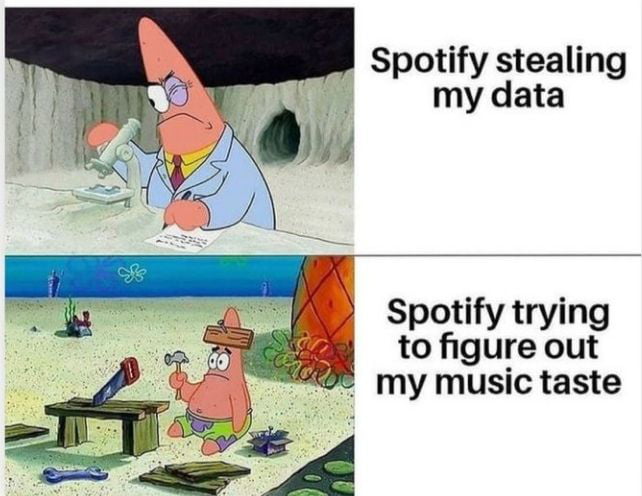 Spotify stealing my data Spotify trying to figure out my music taste
