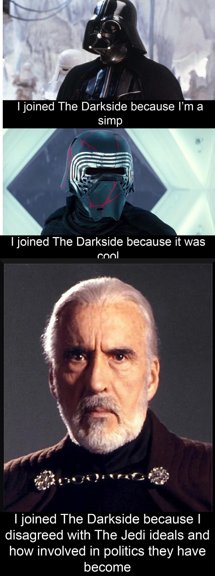 dli joined The Darkside because Im a sim joined The Darkside because it was conl o IS IR NSNS 4 joined The Darkside because o To T To VY1 g M N TSI T o ST 1 5 To o VAT aVe1YTo Mg Welo N ie R i VAR VY become