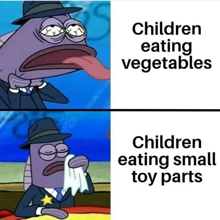 Children eating vegetables

Children eating small toy parts