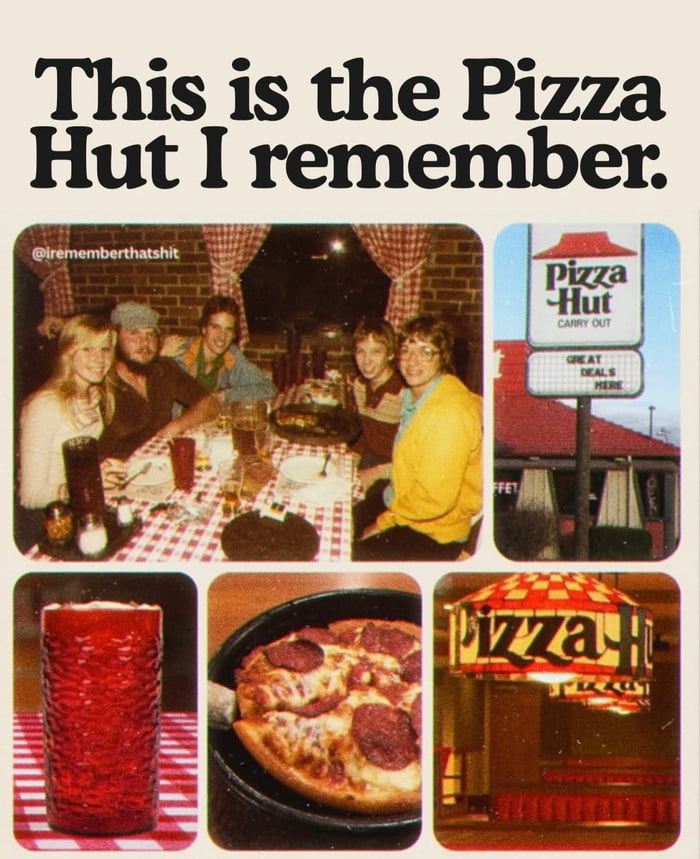 This is the Pizza Hut I remember. @remembertheshit Pizza Hut Carry Out Great Deals Here