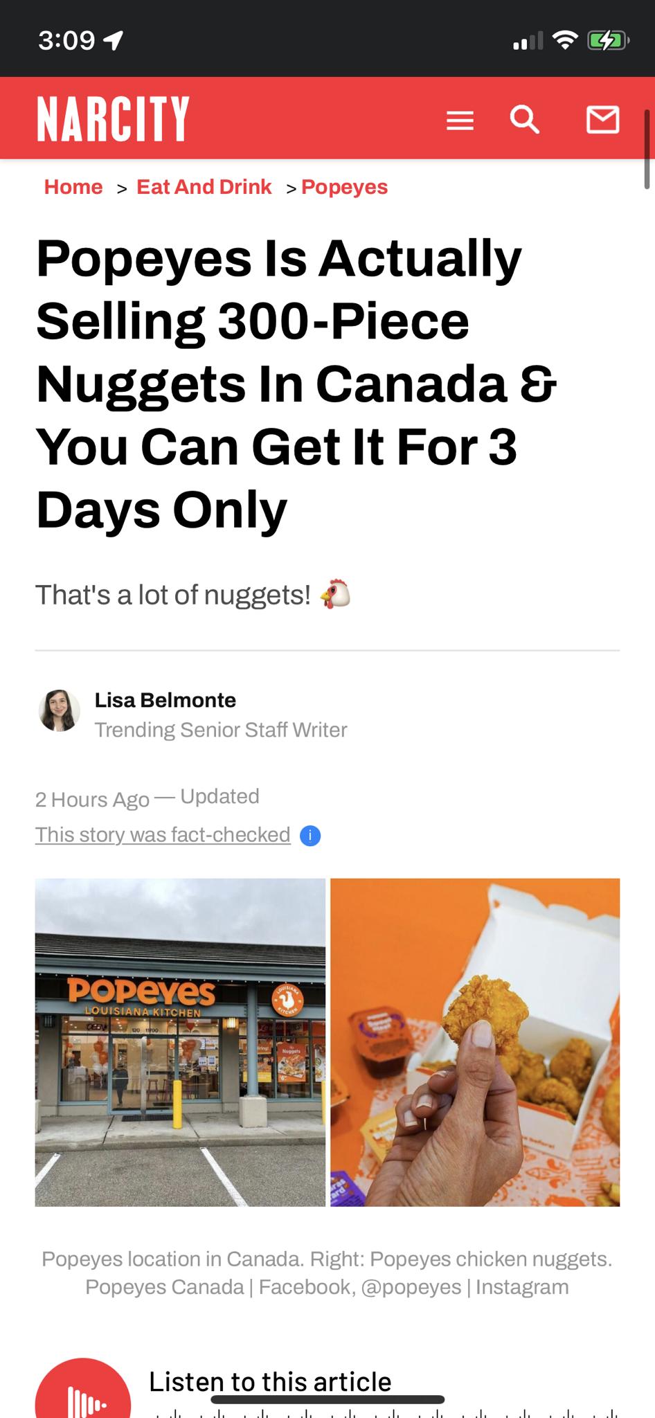 30997 Popeyes Is Actually Selling 300 Piece Nuggets In Canada You Can Get It For 3 Days Only Thats alot of nuggets n Lisa Belmonte
