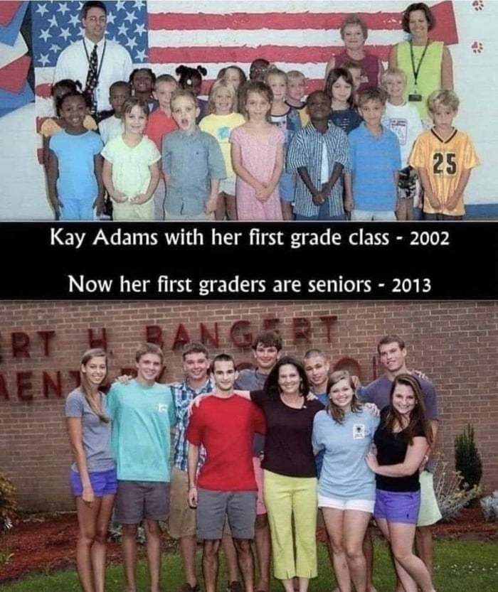 Kay Adams with her first rd class 2002 Now her rs graders are seniors 2013