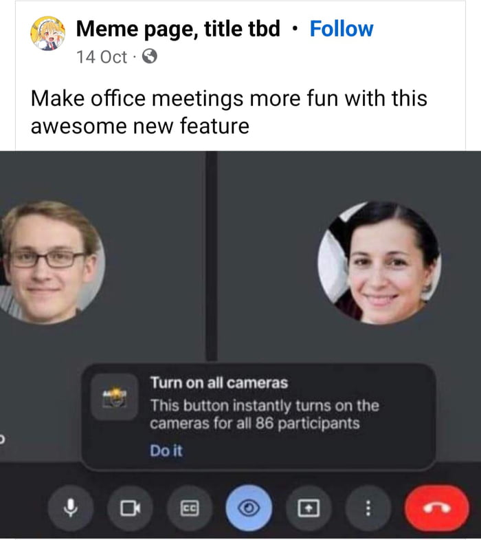 4 Meme page title thd Follow 140ct Make office meetings more fun with this awesome new feature