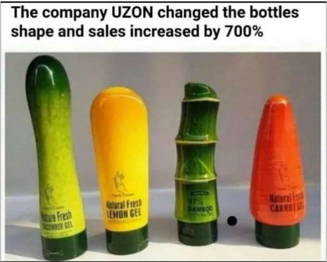 The company UZON changed the bottles shape and sales increased by 700