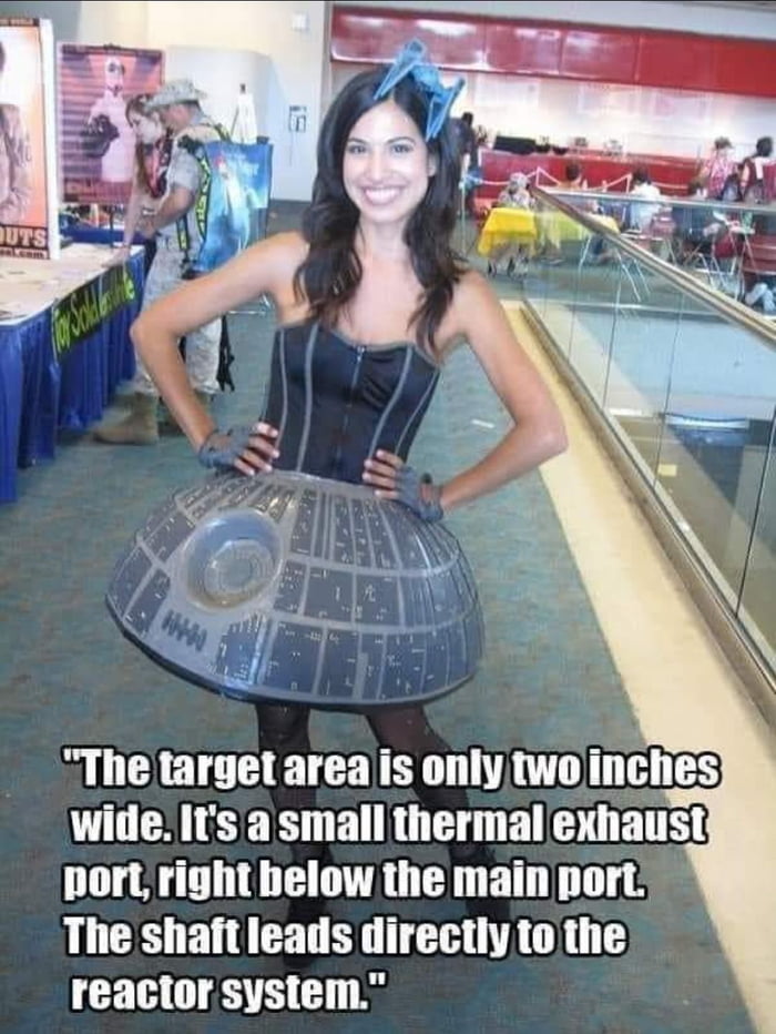 The target areais only wo inches wide Its a small thermal exhaust port right below the main port The shaftleads directlytothe reactor system