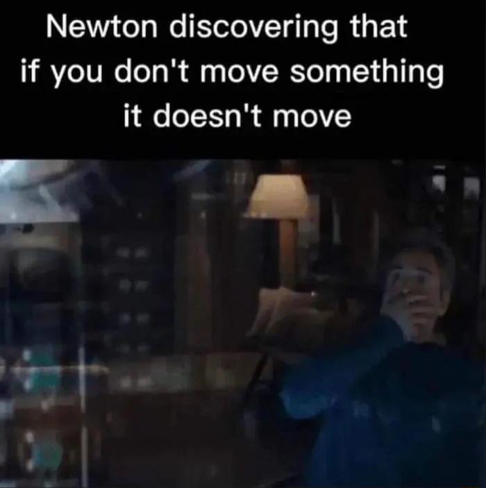 Newton discovering that if you dont move something it doesnt move