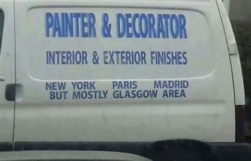 PAINTER DECORRTOR INTERIOR EXTERIOR FINISHES NEW YORK PARIS MADRID BUT MOSTLY GLASGOW AREA