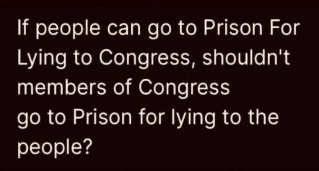 If people can go to Prison For Lying to Congress, shouldn't members of Congress go to Prison for lying to the people?