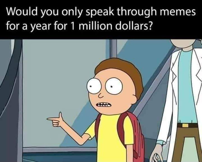 Would you only speak through memes for a year for 1 million dollars