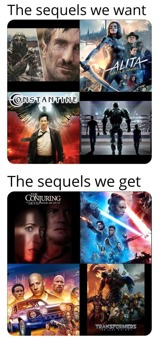The sequels we want The sequels we get QRjurG S